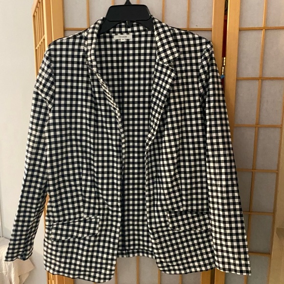 Maurices Buffalo Check Plaid Blazer Jacket Checkered  Black White Coat  Medium - Picture 1 of 5